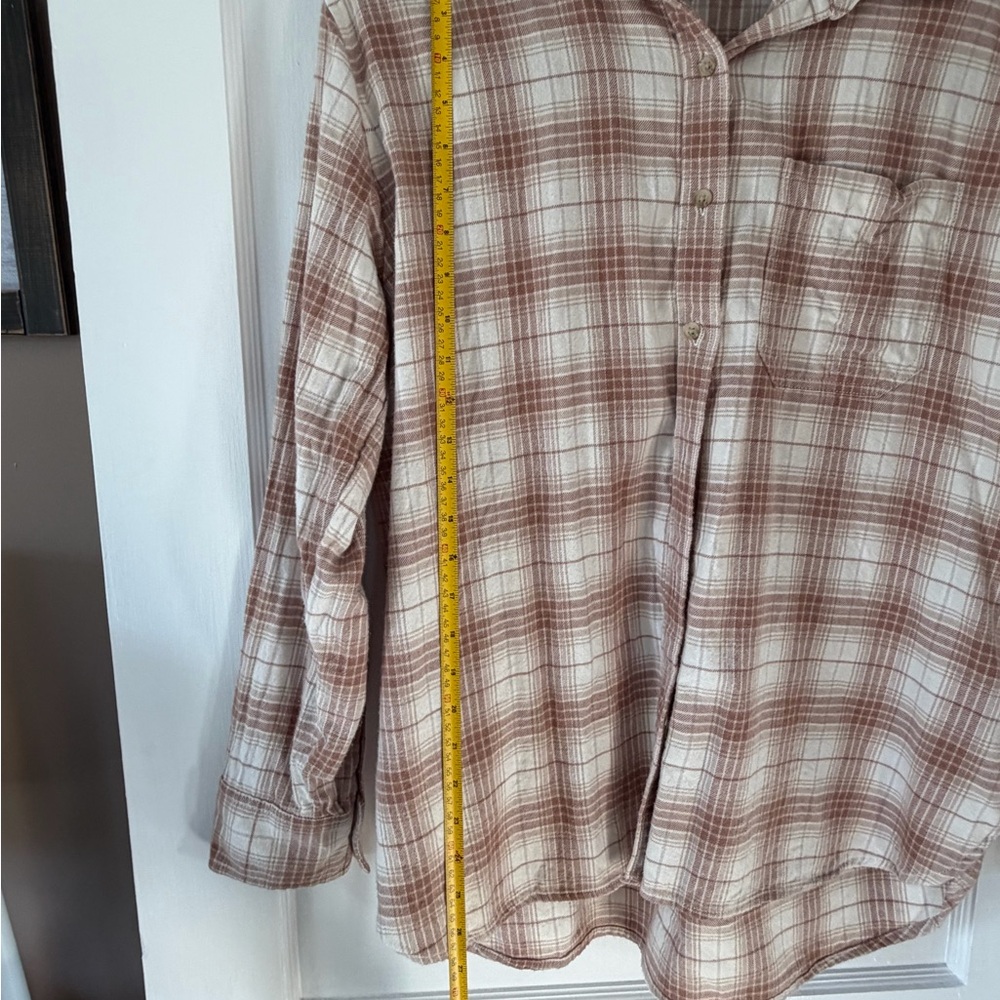 American Eagle Outfitters Plaid Button Down Shirt - Brown and Cream - Picture 8 of 9